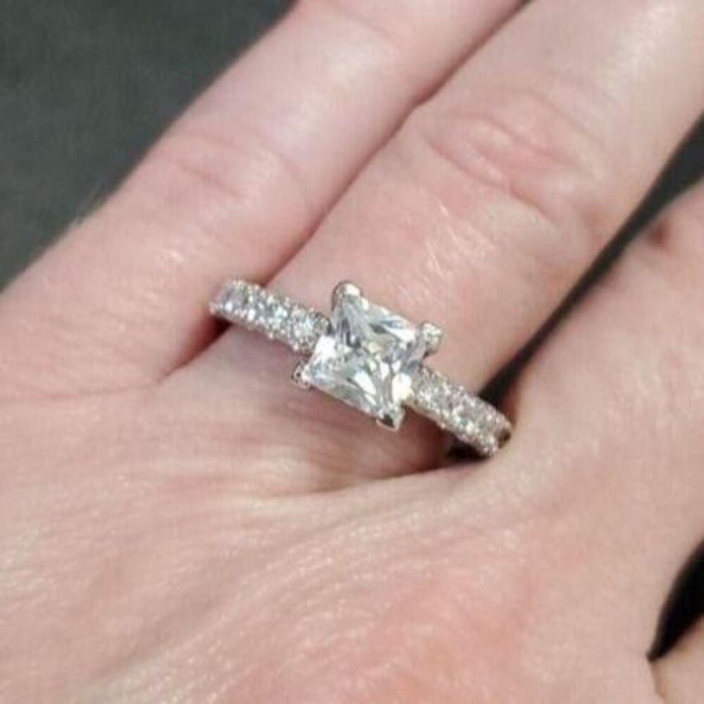 Sterling silver sparkly CZ engagement ring Almost a 7